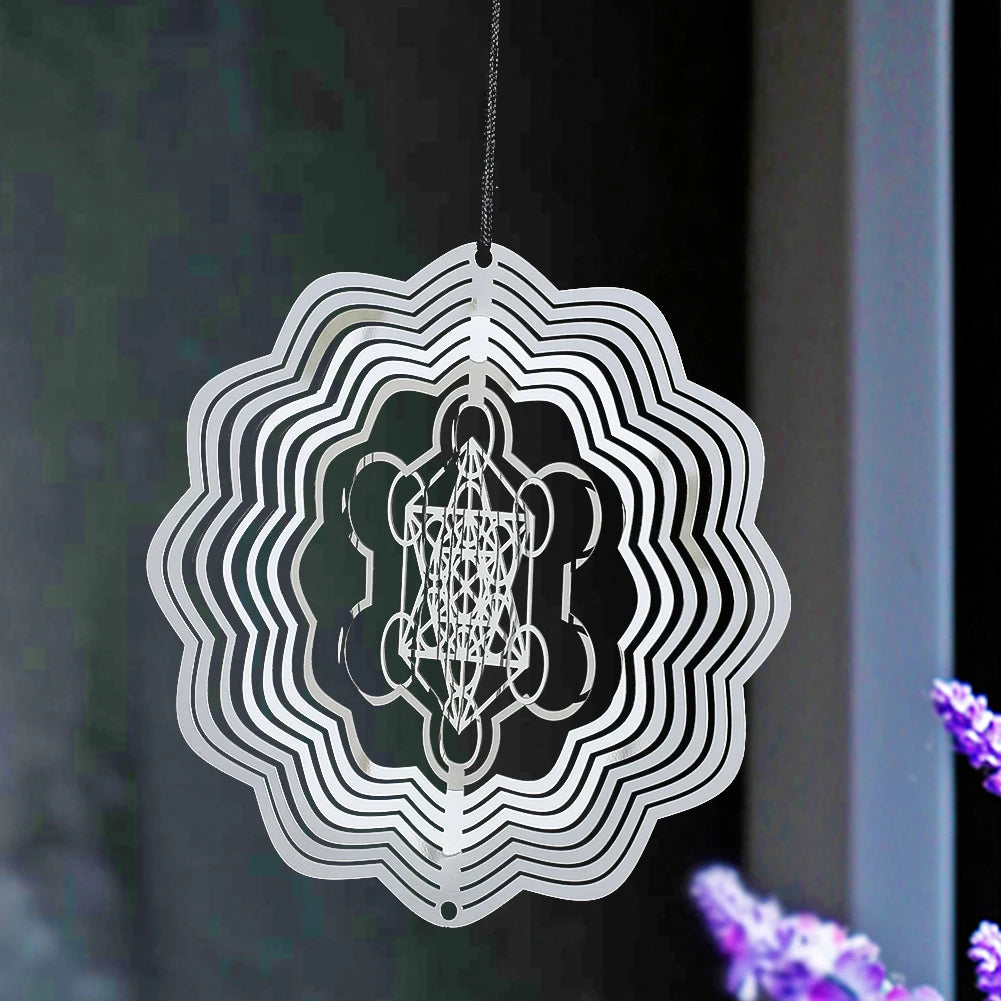 Metatron Cube Wind Spinner Archangel Sacred Geometry Amulet Religious Spiritual Meditation Hanging Decor Rotating Wind Catcher