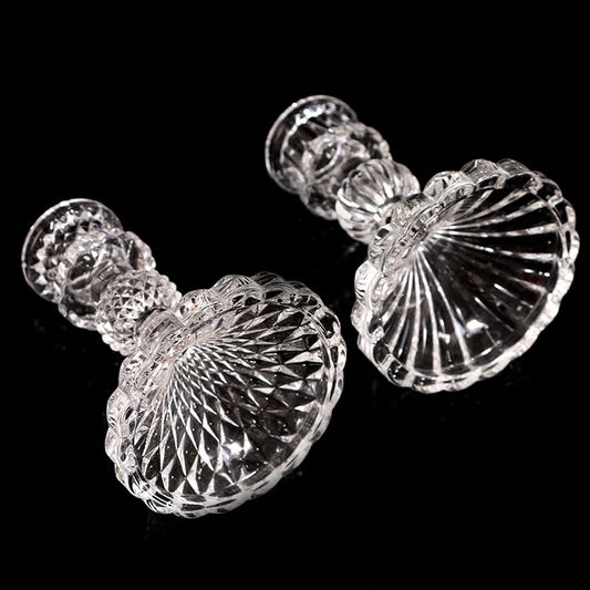 Vintage Glass Clear Candlestick Dinner Candle Holder Home Wedding Decorations