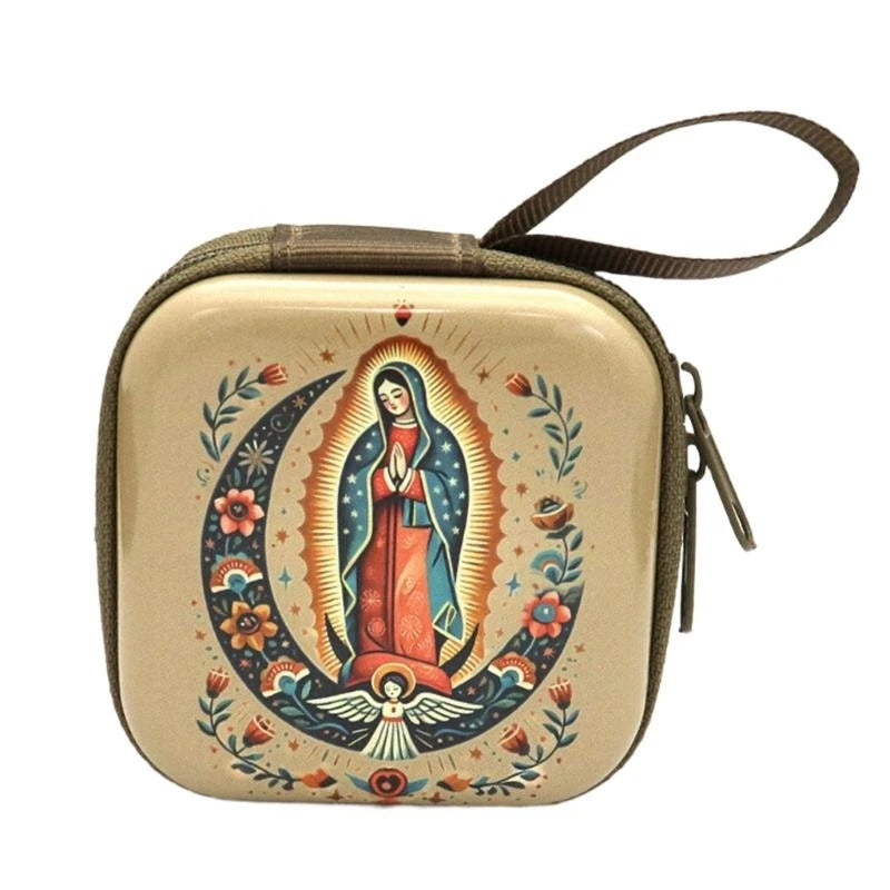 Catholic Rosary Religious Jewelry Storage Box Coin Purse Rosary Prayer Bag