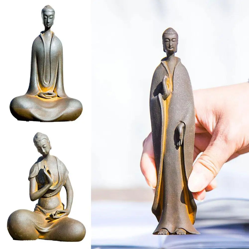 Mini Buddhist Monks Figurines Garden Buddha Zen Statue Tibetan Buddha Figurines Garden Ornament Meditating Buddha Sculpture