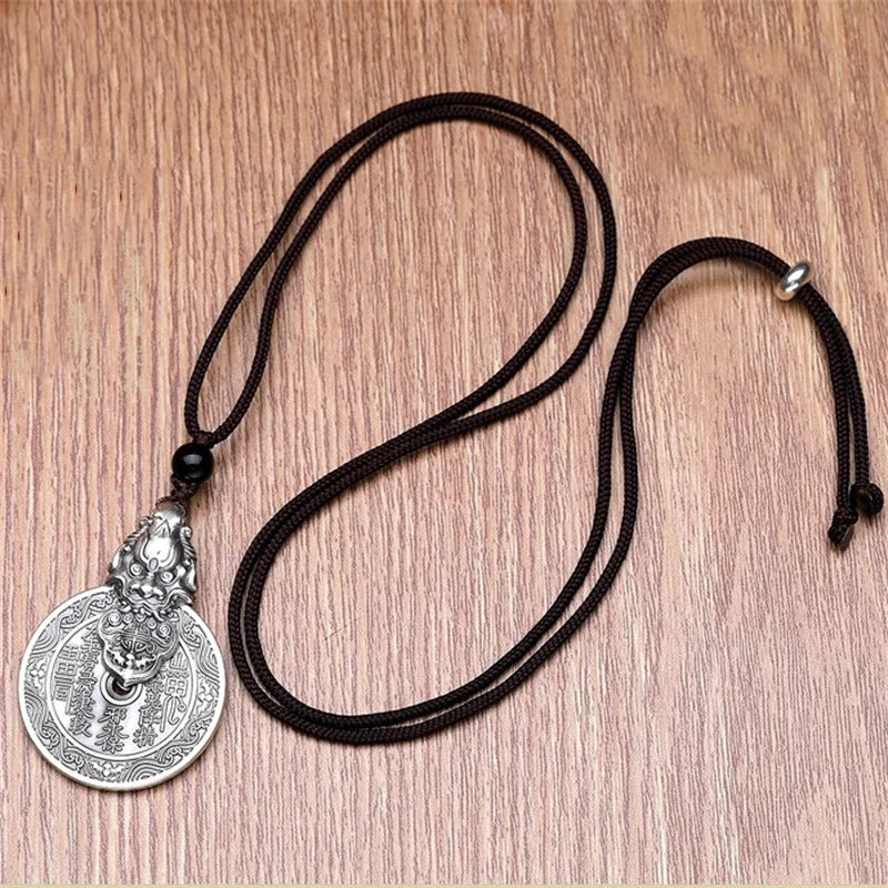 Blessing Ward Off Evil Univers Mountain Ghosts Coin Pendant For Men Jewelry Vintage Wealth Aniaml Pixiu Necklace Male Accessory