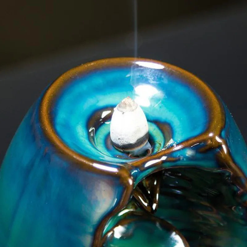 Waterfall Lucky Handcrafts Blue Backflow Incense Ceramic Aromatherapy Furnace Smell Aromatic