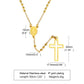 Women Cross Rosary Necklace, Maria with Cross Pendant, Black Gold Color Stainless Steel Christ Jesus Prayer Church Jewelry