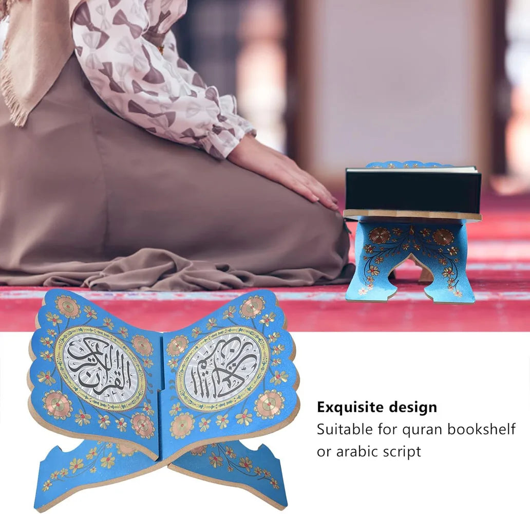 Ramadan Quran Holder Folding Bible Display Stand Decorative Islamic Eid Mubarak Bookshelf Organizer for Reading Prayer Chapel