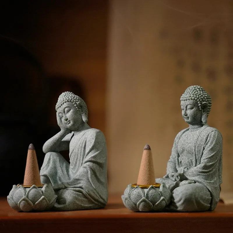 Green Sand and Gravel Buddha Statue Ornaments Creative Zen Crafts Fish Tank Aquarium Landscaping Chinese Tea Pet Home Decoration