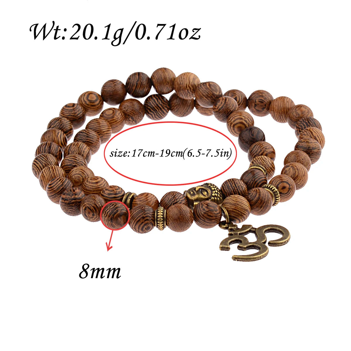 Multilayer Wood Beads Buddha Lotus OM Bracelet Tibetan Buddhist Mala Charm Rosary Bracelet Yoga Wooden For Women Men Jewelry