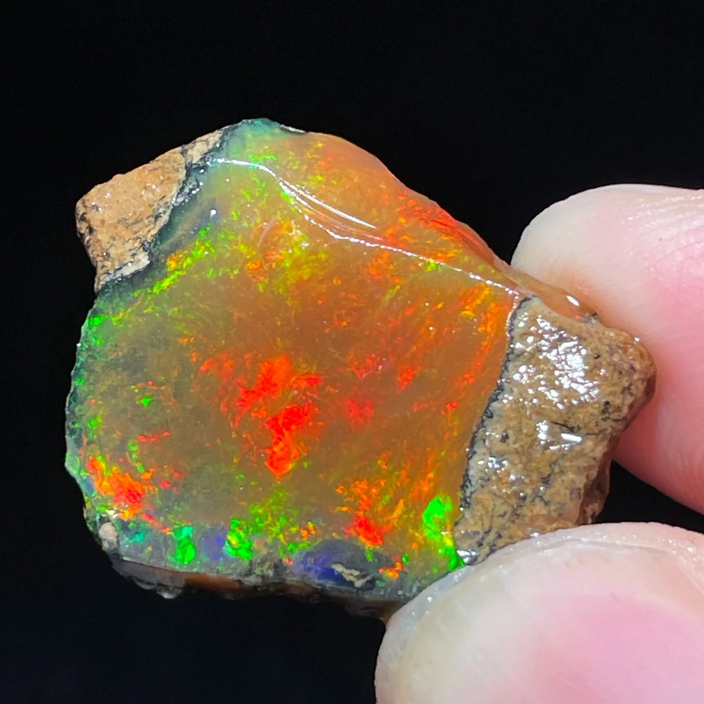 Natural Colorful Ethiopia Opal (Need In Water) Rare Gem Stone Mineral Healing Quartz Crystals Gemstone Shooting under lighting
