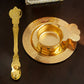 HTISOK Premium Gold-Tone Orthodox Eucharist Set: Communion Disc & Spoon, Engraved Liturgical Vessels for Church Use and Devotion