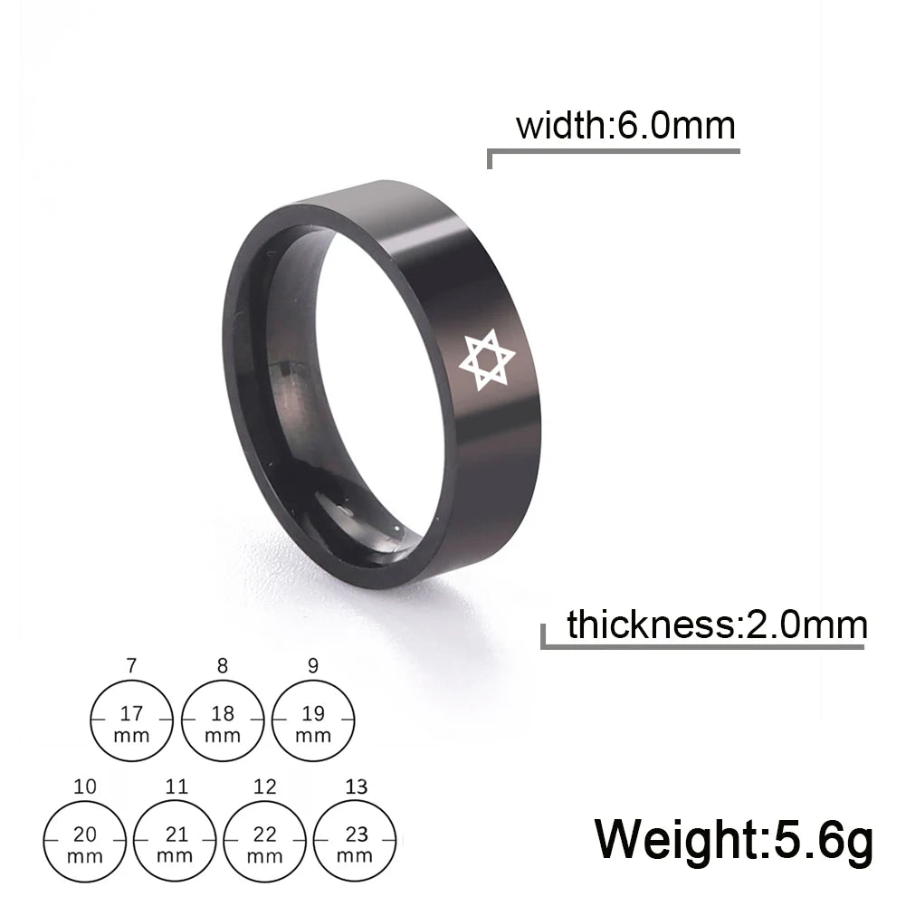Lucktune Star of David Six Point Star Ring Stainless Steel Silver Color Rings for Men Women Jewish Religious Jewelry Gift New In