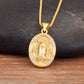 Nidin New Retro Oval/Round Shape Religious Style Zircon Flip Pendant Necklace For Female Male Lovers Photos Jewelry Accessories