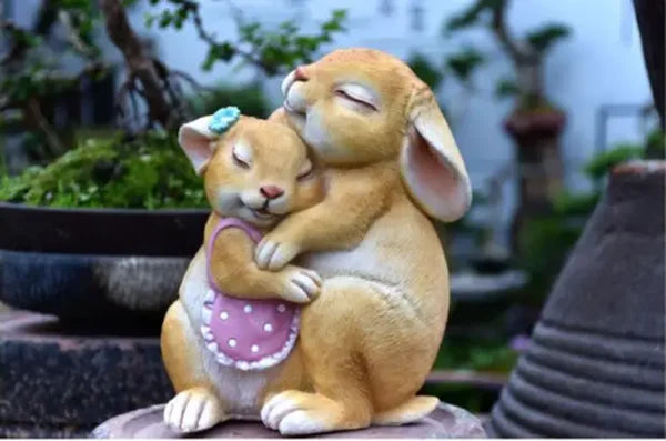 Pastoral Simulation Animal Resin Rabbit Couple Ornament Outdoor Garden Balcony Figurines Crafts Courtyard Accessories Decoration