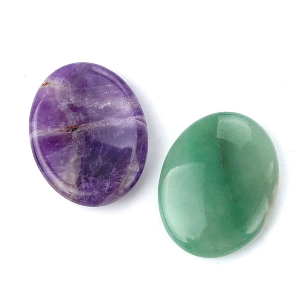 1pc 45x35mm Oval Worrystone Natural Crystal Amethysts Agate Massage Thumbtack Stone Forgetting Stone Jewelry Accessories Gifts
