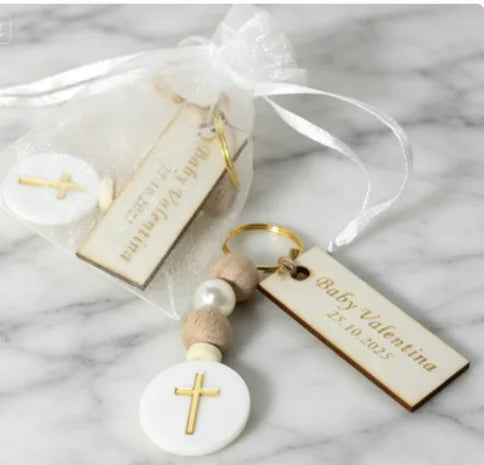 Personalized Cross Kecyhain Baptism Favors for Guests, Custom First Communion Favors, Bautizo Recuerdos, Catholic Christening Bo