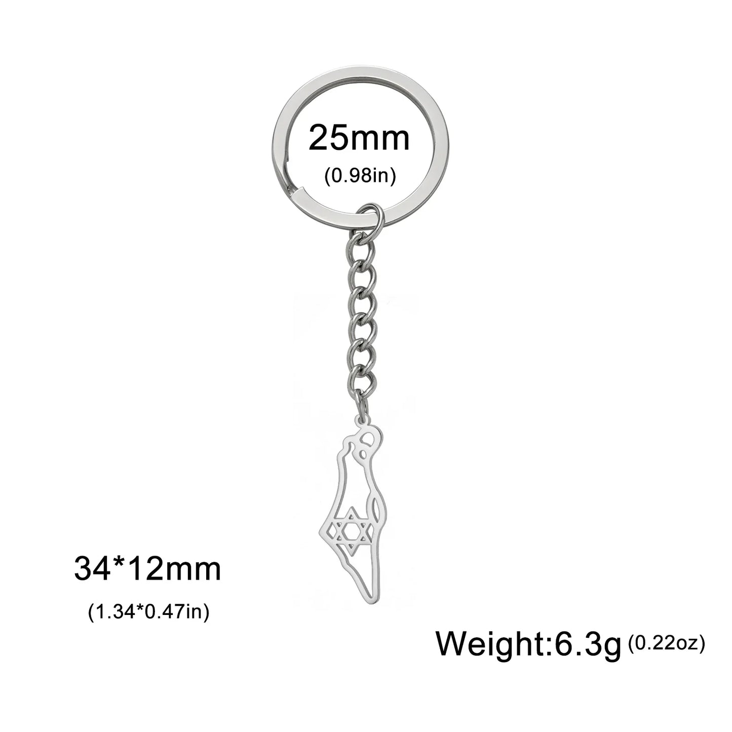 Lucktune Israel Star of David Pendant Keychain for Women Men Stainless Steel Jewish Keyring Judaism Jewelry Gift Wholesale 2025