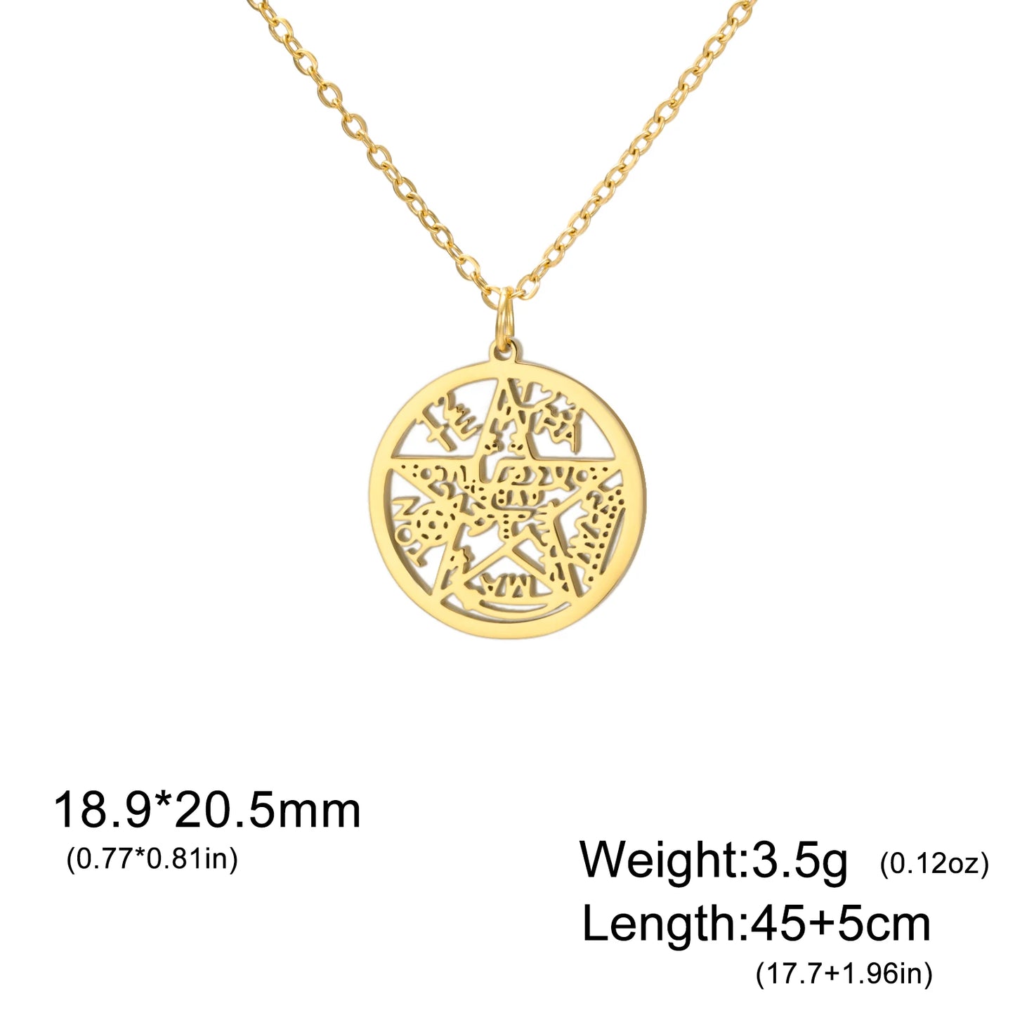 Double Amulet Protection Necklace witch Knot Pentagram Tetragrammaton Stainless Steel Protection Jewerly Wholesale