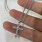 Zircon Cross Pendant Necklace, Silver Thin Chain for Women, Punk Style Party Birthday Jewelry Gift