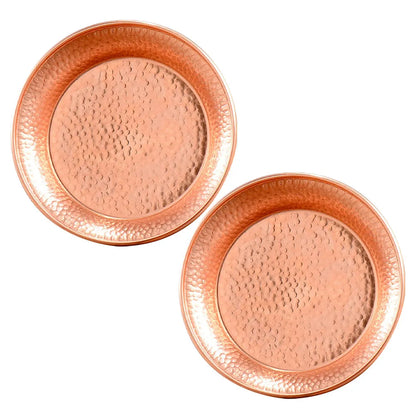 2Pcs Authentic Tibetan Copper Mandala Plate Hand Carved Buddhist Offering Bowl Water Bowl for Worship Yoga Meditation Sacred
