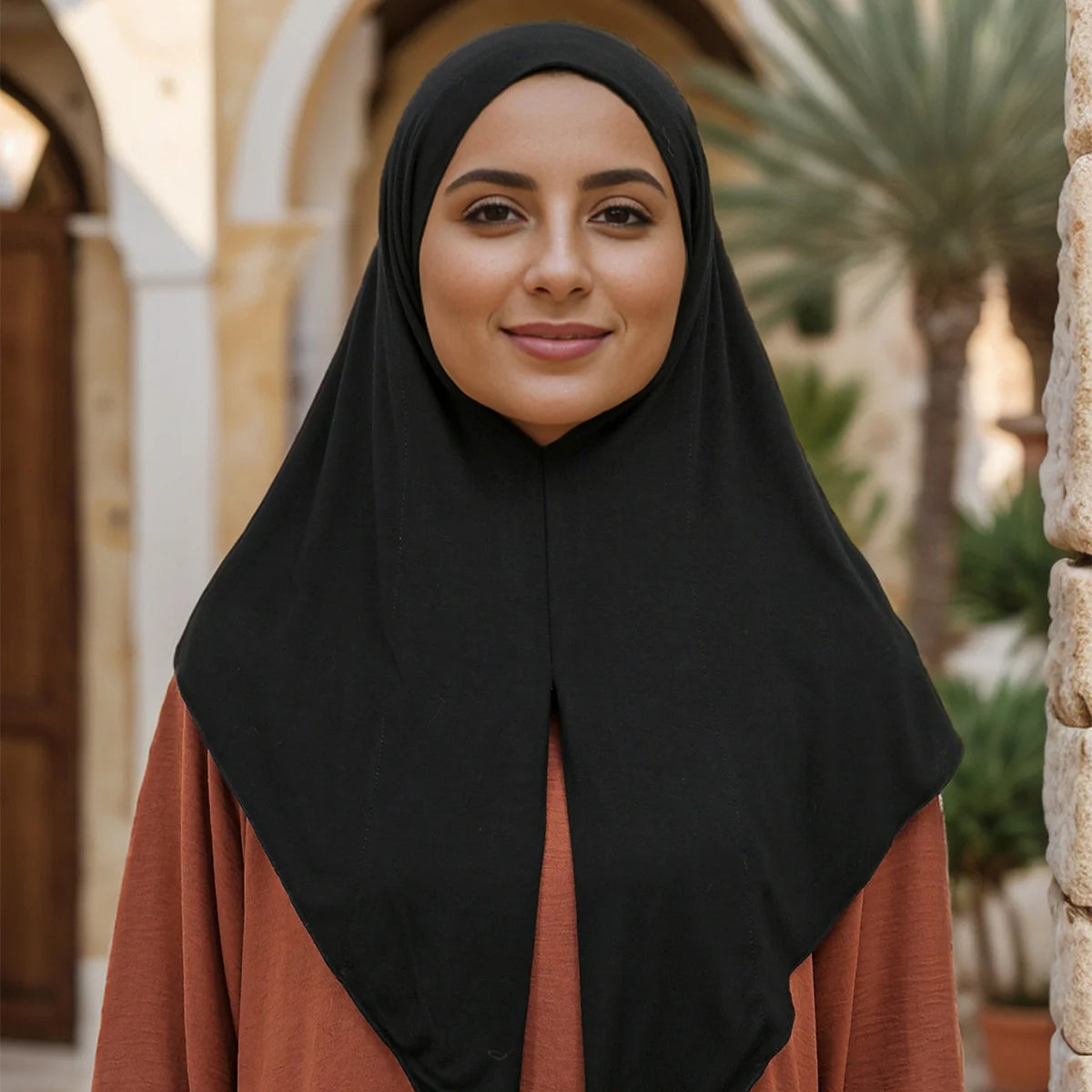 Muslim Women's Loop Instant Hijab Scarf Premium Jersey Cotton Stretchable Triangle Scarf Islam Headscarf Wraps Veils Heaband
