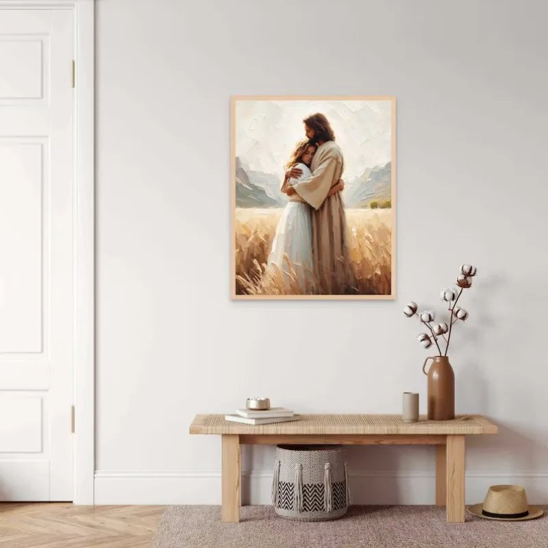 Modern Christian Believer Poster Jesus Praying Shepherd Bible Verse Easter Canvas Painting Wall Art for Kids Room Home Decor