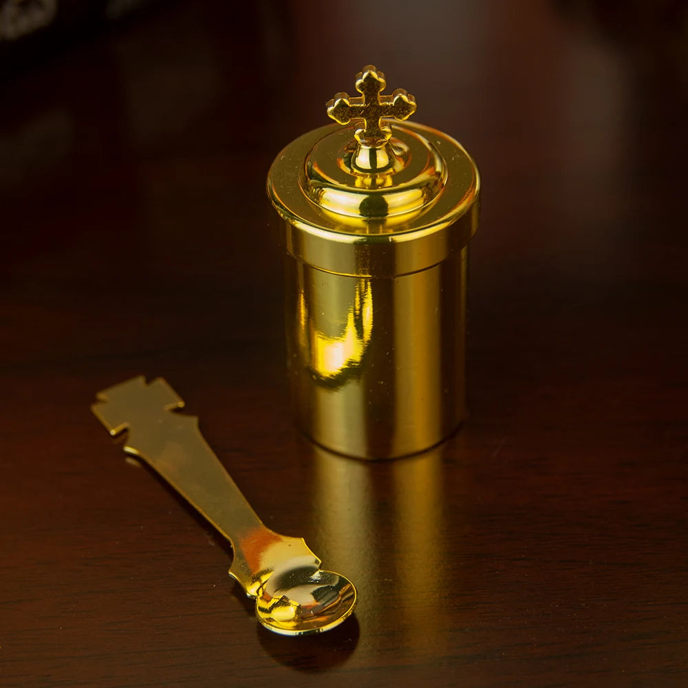 HTISOK Orthodox Holy Water Set, Religious Articles for Storing and Distributing Holy Water, Cross Design, Blessing Ceremony