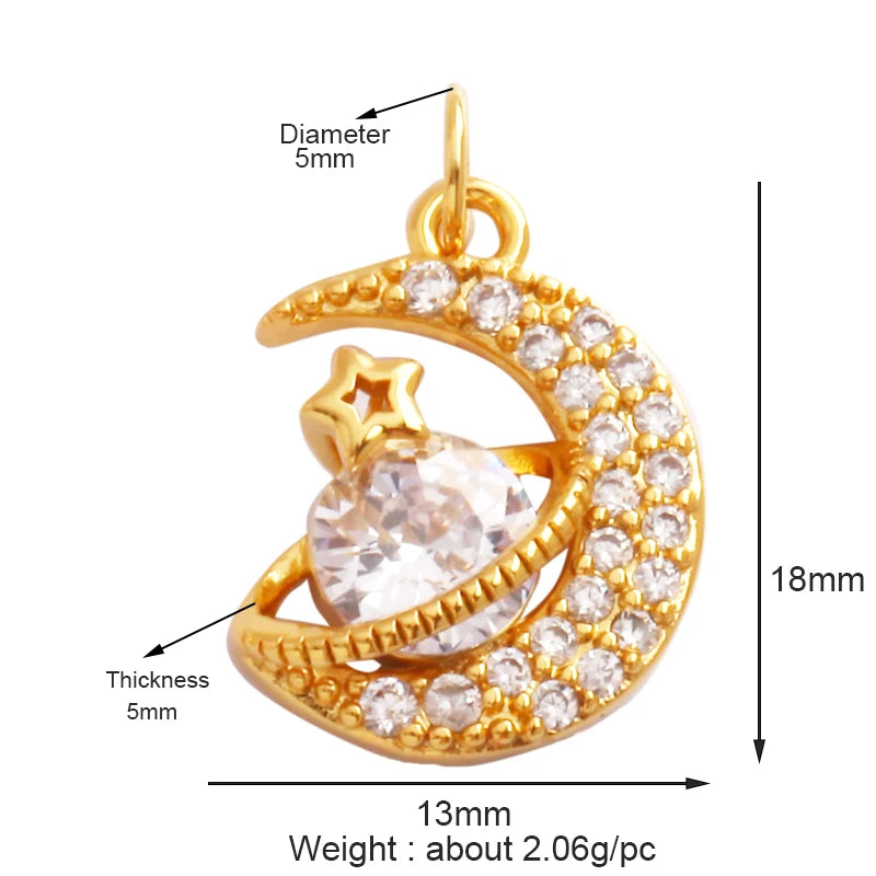 Trendy Shining Moon Star Sun Tellurion Celestial Compass Charm Pendant Gold Colour, Jewelry Necklace Bracelet Making Supply S39