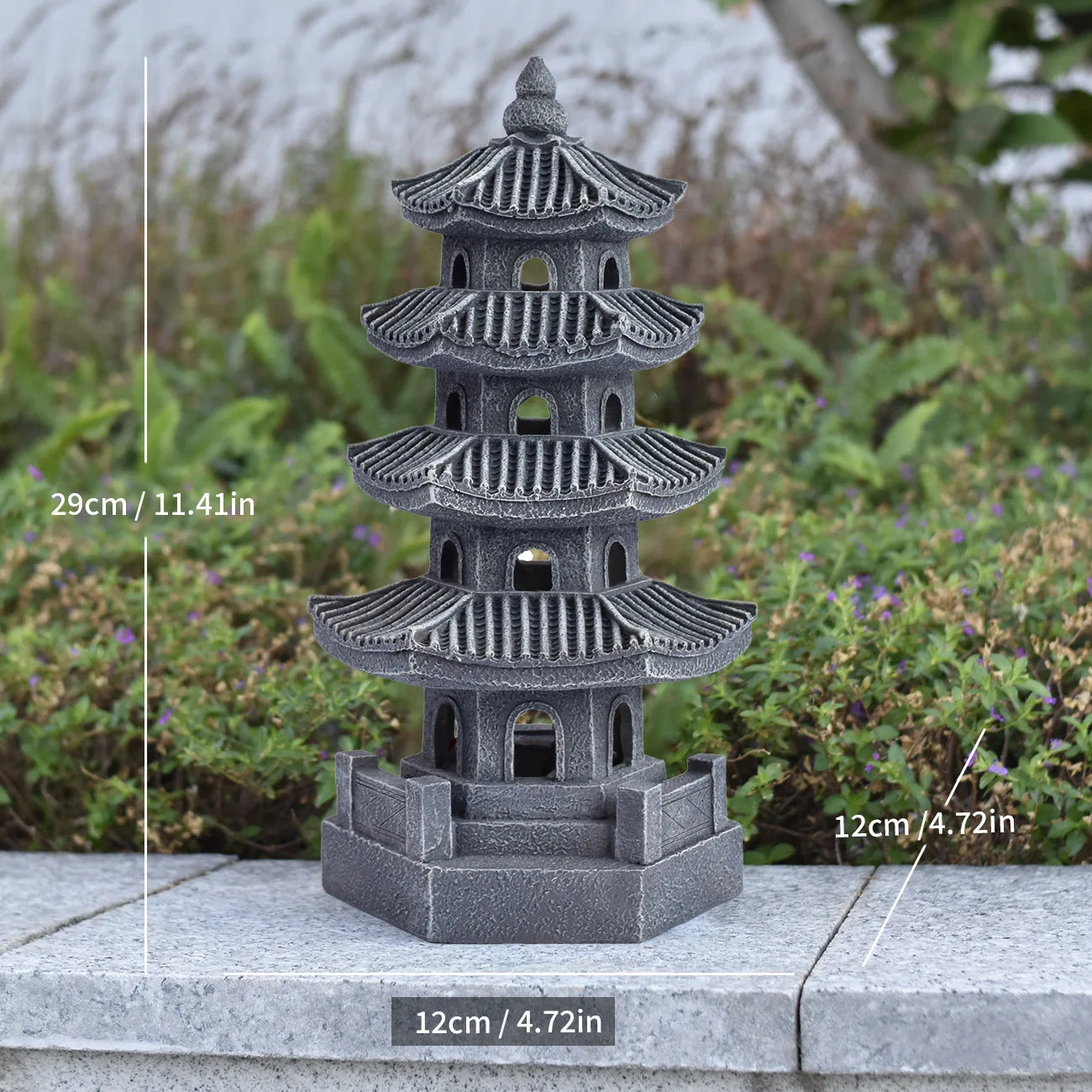 Japanese Pagoda Statue Zen Garden Lantern Resin Stone Tower Sculpture Buddha Decor for Patio Backyard Meditation Home Ornament