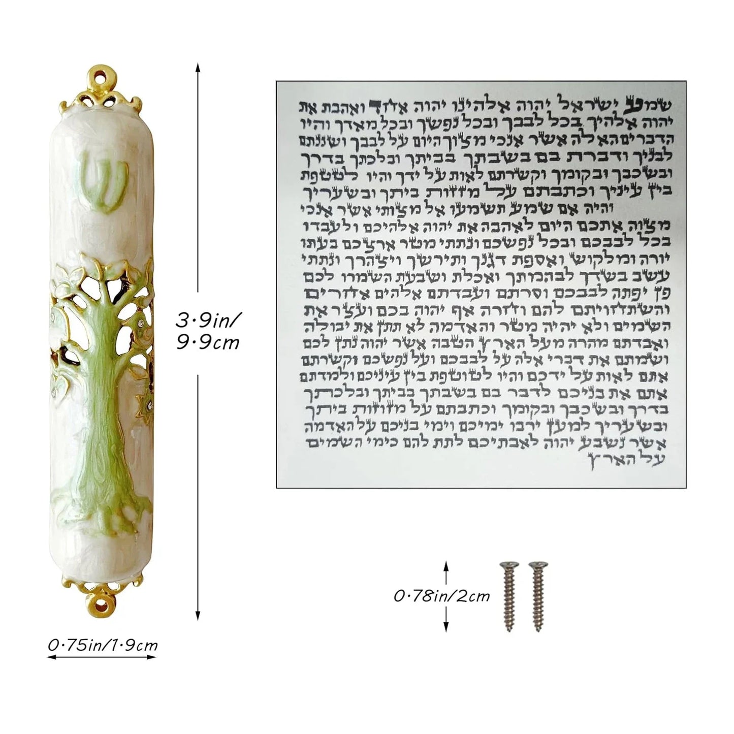 Hand Painted Door Mezuzah Ornament with Screw Zinc Alloy Jewish Mezuzah Case Cover Delicate Embellished Door Wall Hanukkah Decor