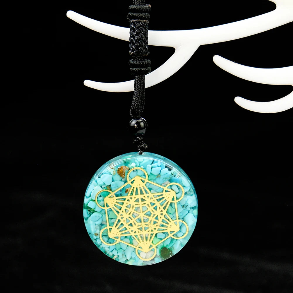 Orgonite Metatron Cube Pendant Necklace Om Energy Healing Crystal Sacred Geometry Chakra Necklace Yoga Meditation Jewelry Gifts