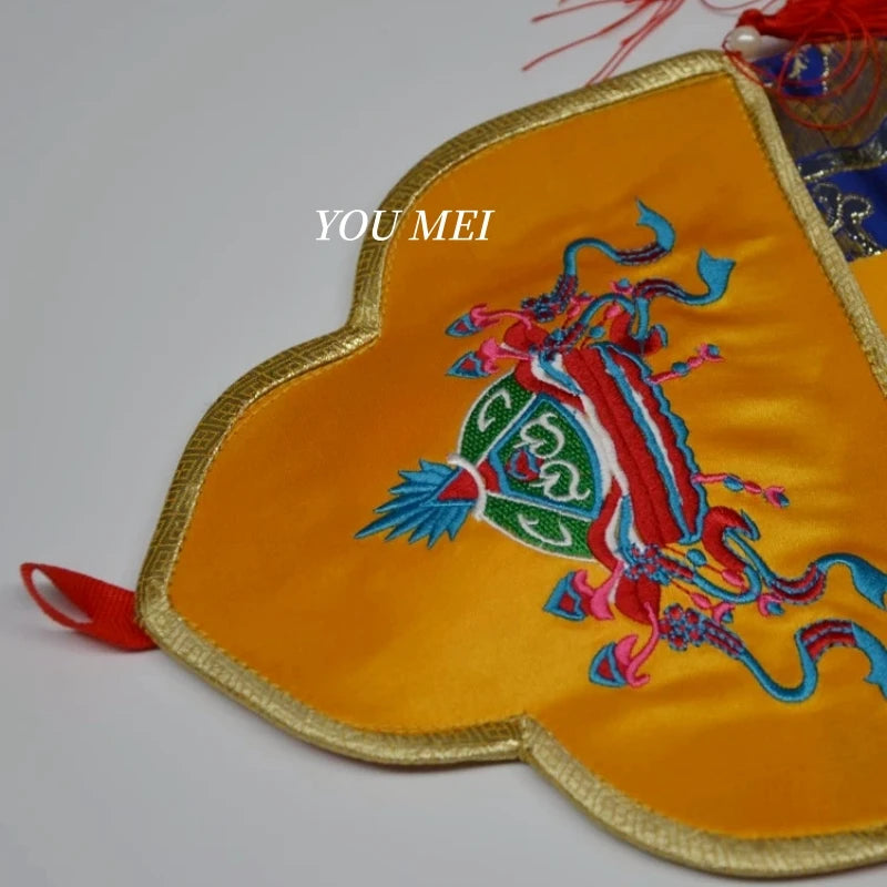 1Pcs Tibetan-Style Flags,Embroidered Eight Auspicious Symbols Pattern Hanging Banner,Nepal Temple and Chapel Altar Prayer Flag