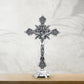 Jesus Crucifix Sculpture Jesus Cross Statue Catholic Figurine Standing Crucifix for Home Altar Living Room Table Bedroom
