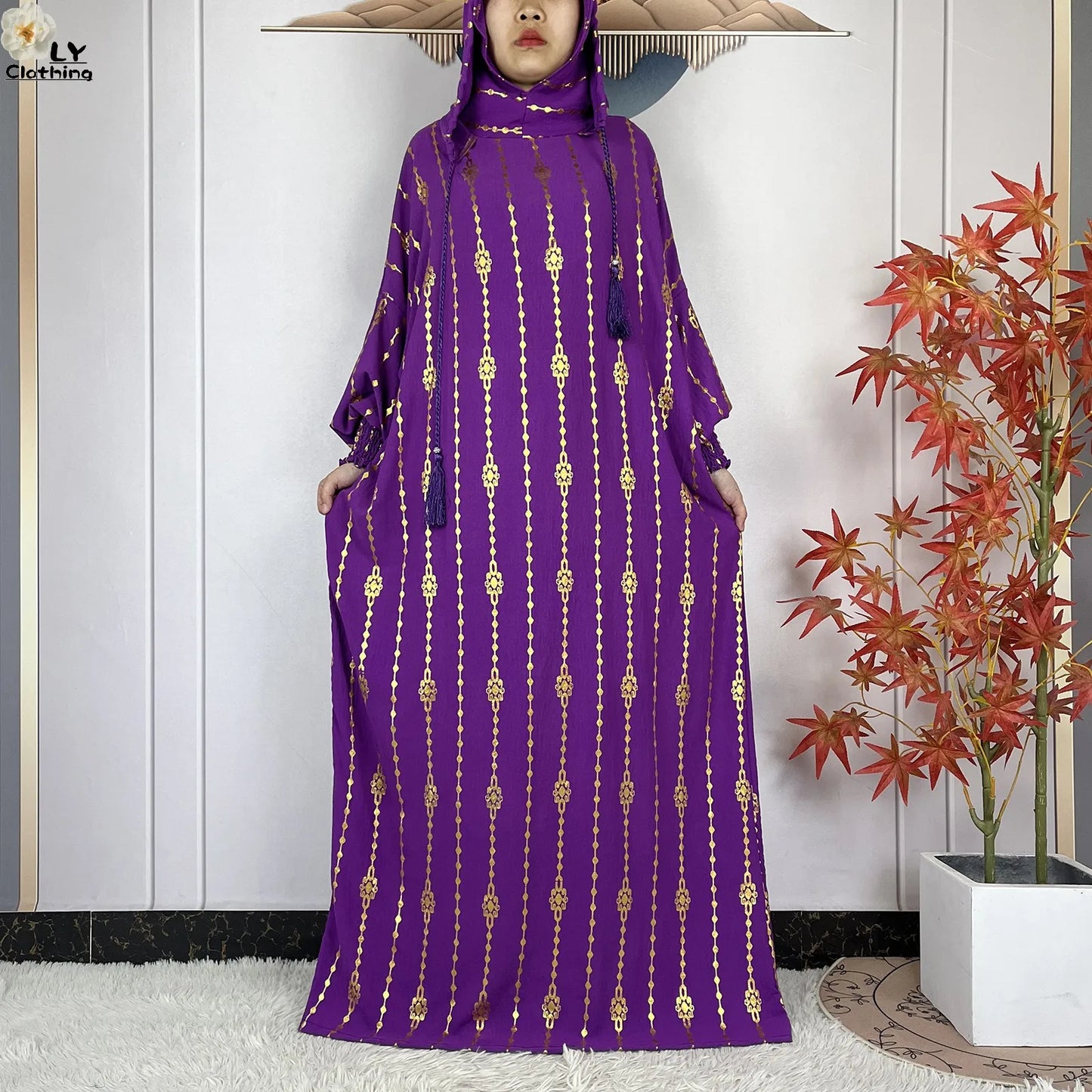 New Long Sleeves Two-Hat Abaya Loose Muslim Ramadan For Women Prayer Clothes Dubai Turkey Islam Dress African Kaftan Women Dress