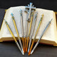 Gold Silver Plated Orthodox Liturgical Brush with Cross Top for Church Chrism Anointing Religious Devotion Christian Gift