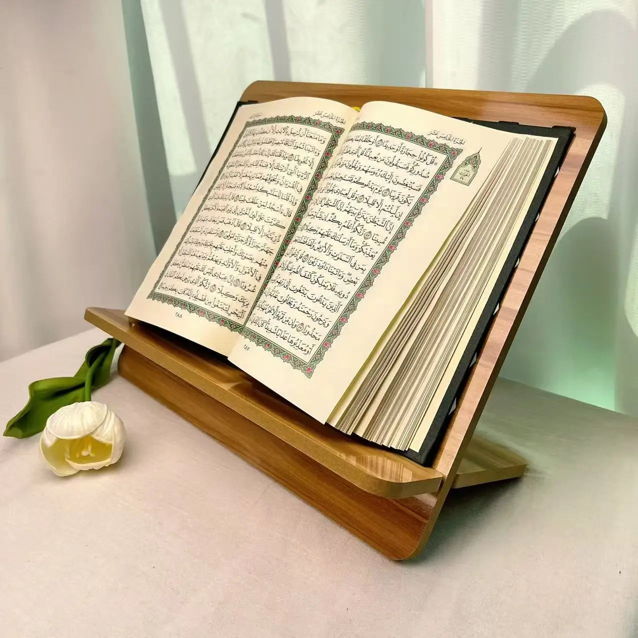 MDF Scripture Reading Stand Bracket Study Scripture Stand Reader Support Frame Elegant Decorative Wood Bookshelf