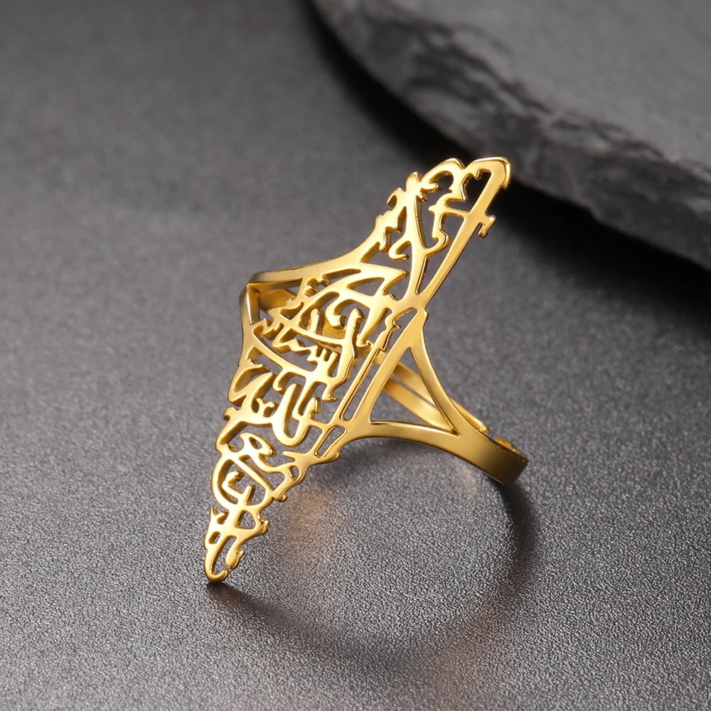 Dawapara Classic Map Women Ring Jewish Chai Hebrew Letter Life Symbol Jewish Jewelry Judaic Stainless Steel Wedding Band