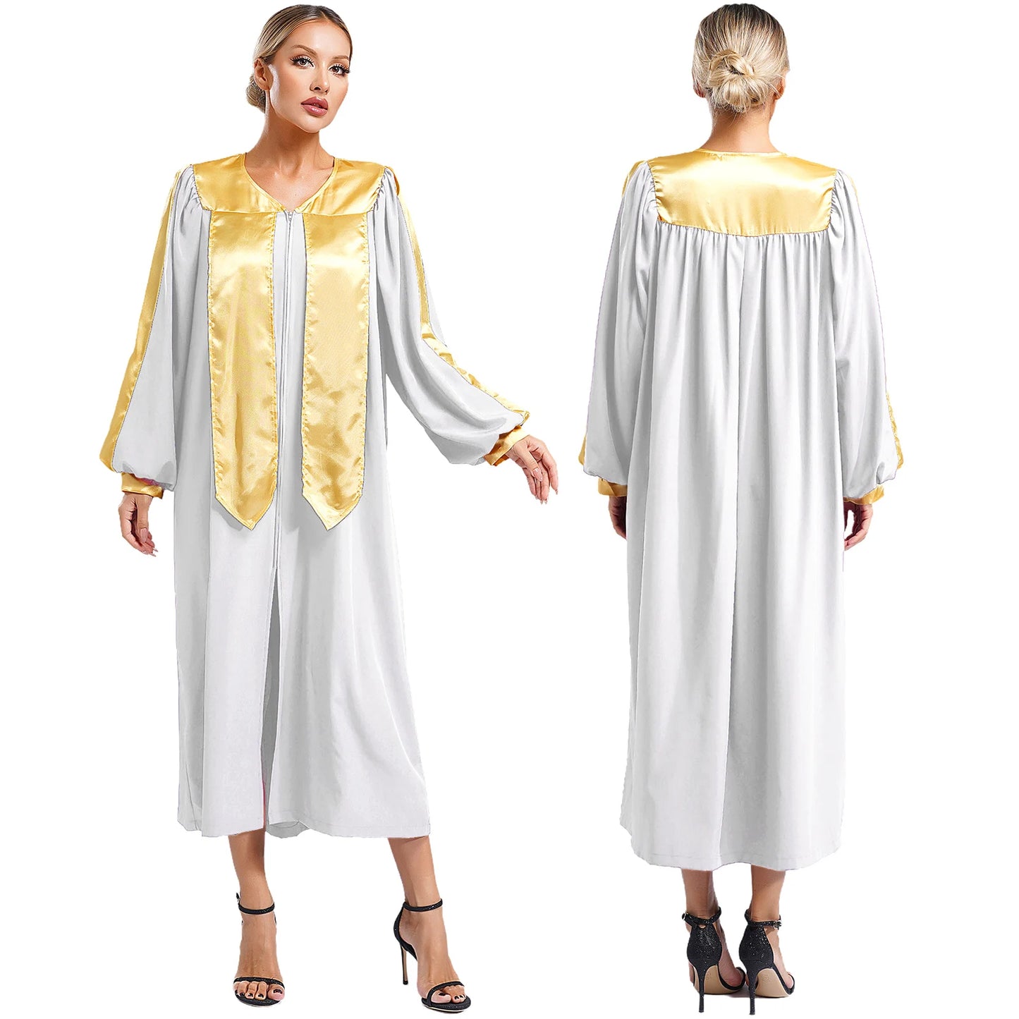 Women Church Clergy Robe Baptism Confirmation Officiant Costume Priest Preacher Dresses Choir Performance Praise Worship Dress