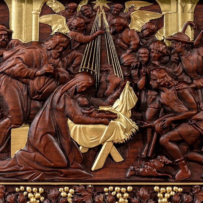 Wooden Religious Mural Nativity Scener Birth of Jesus Home Wall Decor Gift