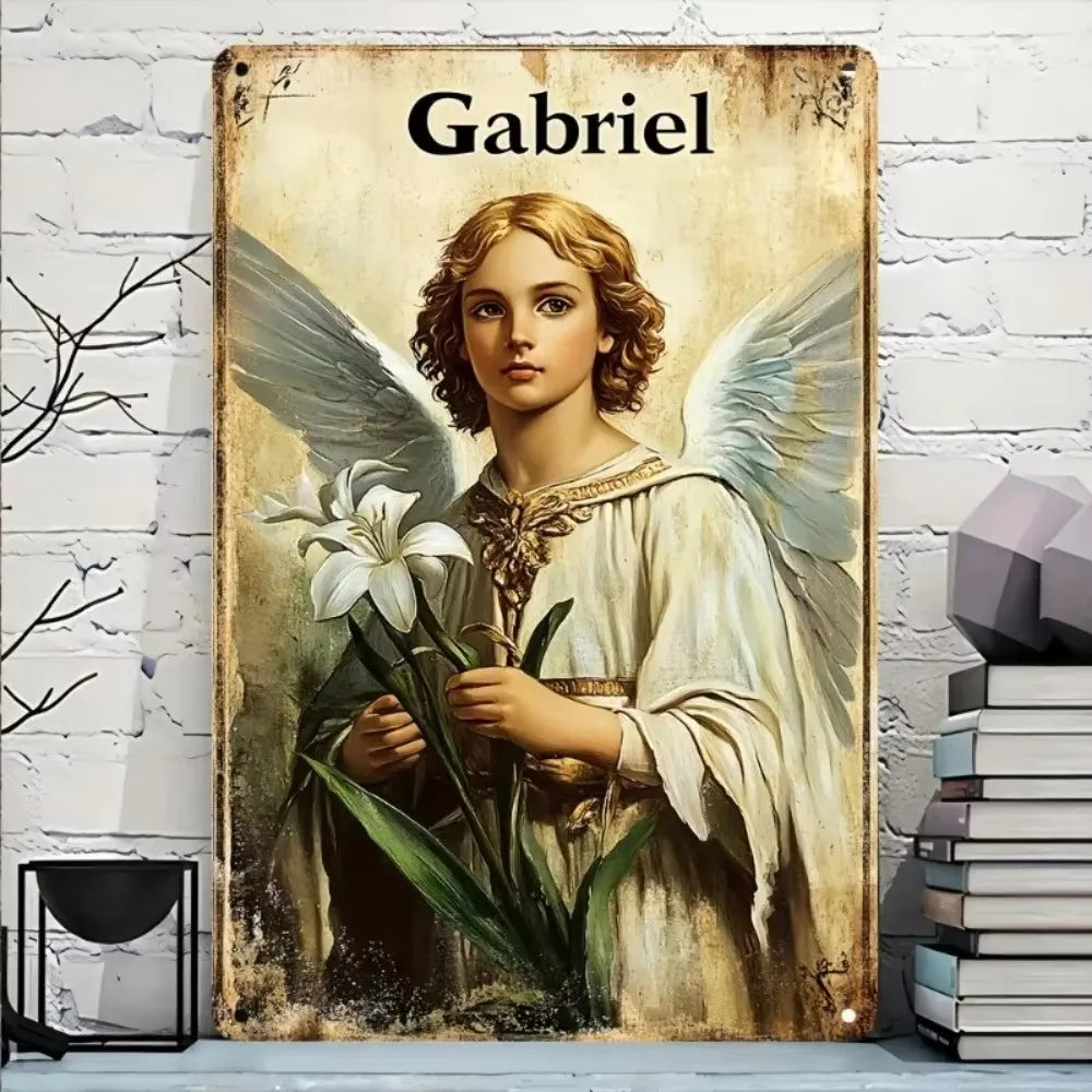 1pc 8x12" Vintage Aluminum Wall Art - Guadalupe Virgin Mary Retro Spanish Plaque, Golden Halo & Stars, Bohemian Style for Home
