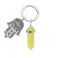 1Pc Natural Stone Crystal Points Keychain with Hamsa Hand Evil Eye Charms Reiki Energy Good Luck Amulet for DIY Jewelry Making