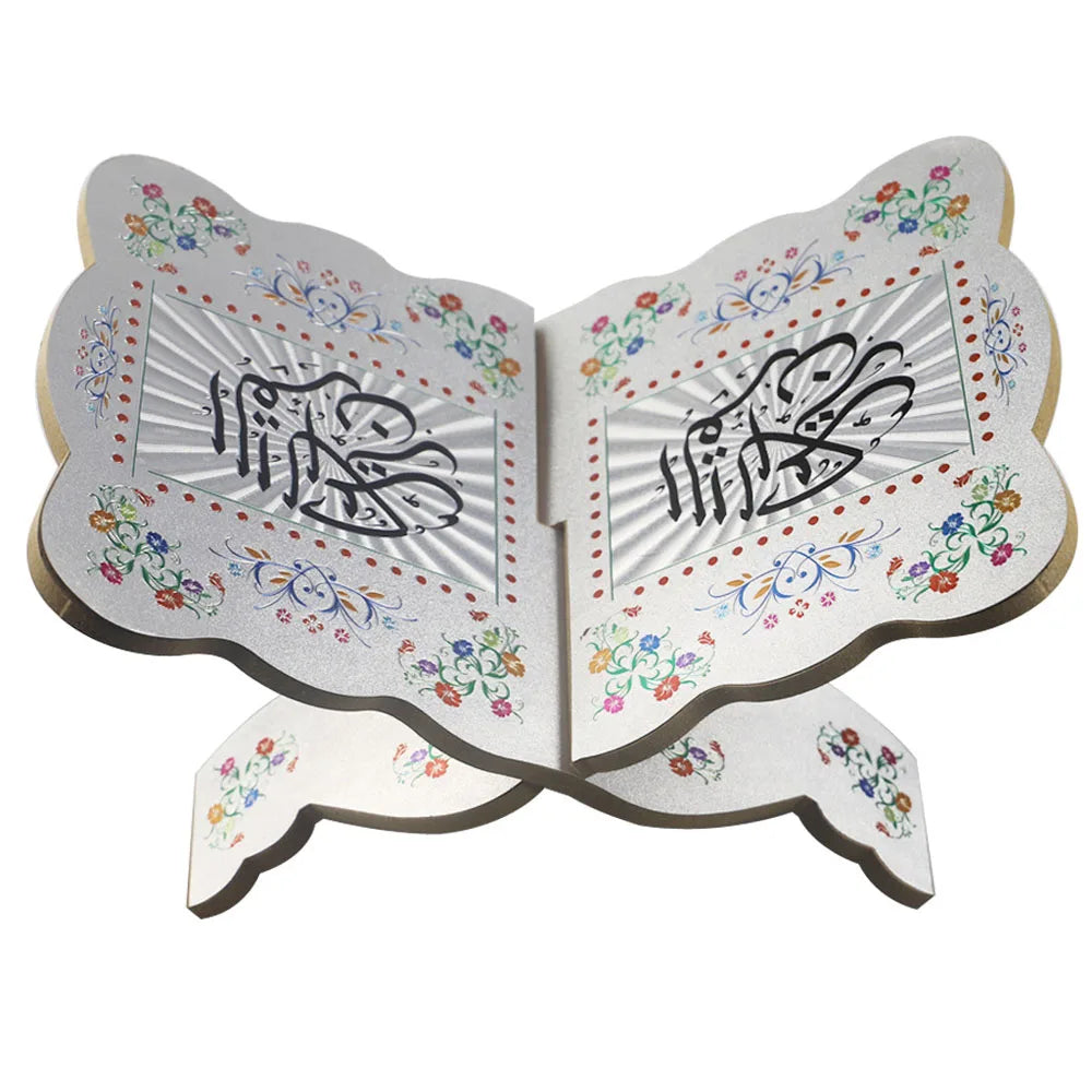 Ramadan Quran Holder Folding Bible Display Stand Decorative Islamic Eid Mubarak Bookshelf Organizer for Reading Prayer Chapel