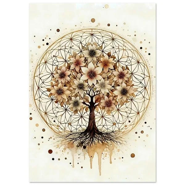 Boho Flower of Life Meditation Poster Positive Energy Sacred Geometry Canvas Painting Spiritual Wall Art Living Room Home Decor
