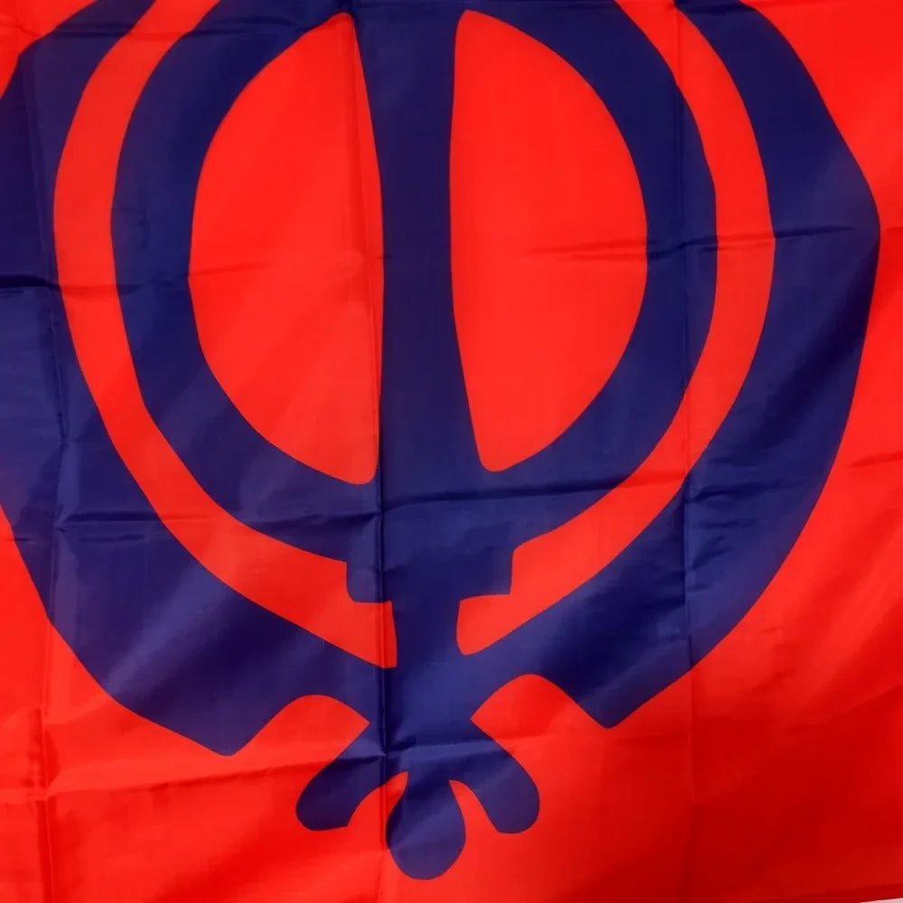 Sikhs Flag India - Indian Sikhism Khanda Banner for Outdoor Decor Garden Yard, Home Temple & Cultural Events - Durable Polyester