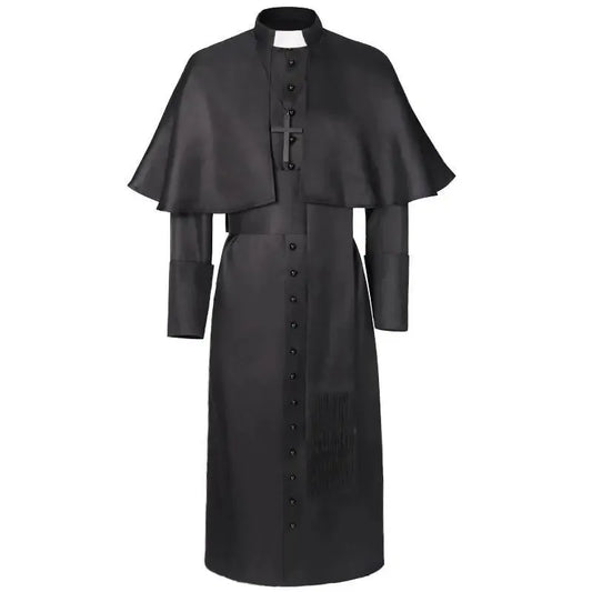 Medieval Priest Costume Catholic Church Religious Roman Retro Pope Pastor Father Mass Missionary Robe Clergy Cassock Full Sets$