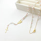 Y Shape Beads Chain Gold Color Stainless Steel Virgin Mary Cross Rosary Pendant Long Necklace Women Girls Jewelry Spiriti Pray