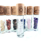 Chakra Stones Reiki Healing Crystal Roller Bottle with Engraved Chakra Symbols Bamboo Cap Balancing Stones 7 pcs P305