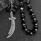 Islamic Imam Ali Zulfiqar Sword Car Pendant for Women Men Stainless Steel Gold Color Arabic Religion Blue Glass Chain Jewelry