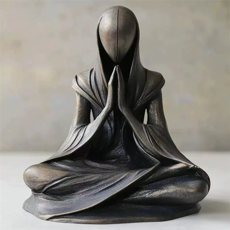 Meditation Alien Statue Resin Handmade Sculpture Yoga Zen Desktop Decor Unique Gift For Home Office Meditation Decorations