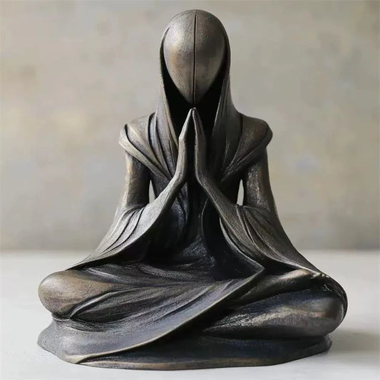 Meditation Alien Statue Resin Handmade Sculpture Yoga Zen Desktop Decor Unique Gift For Home Office Meditation Decorations