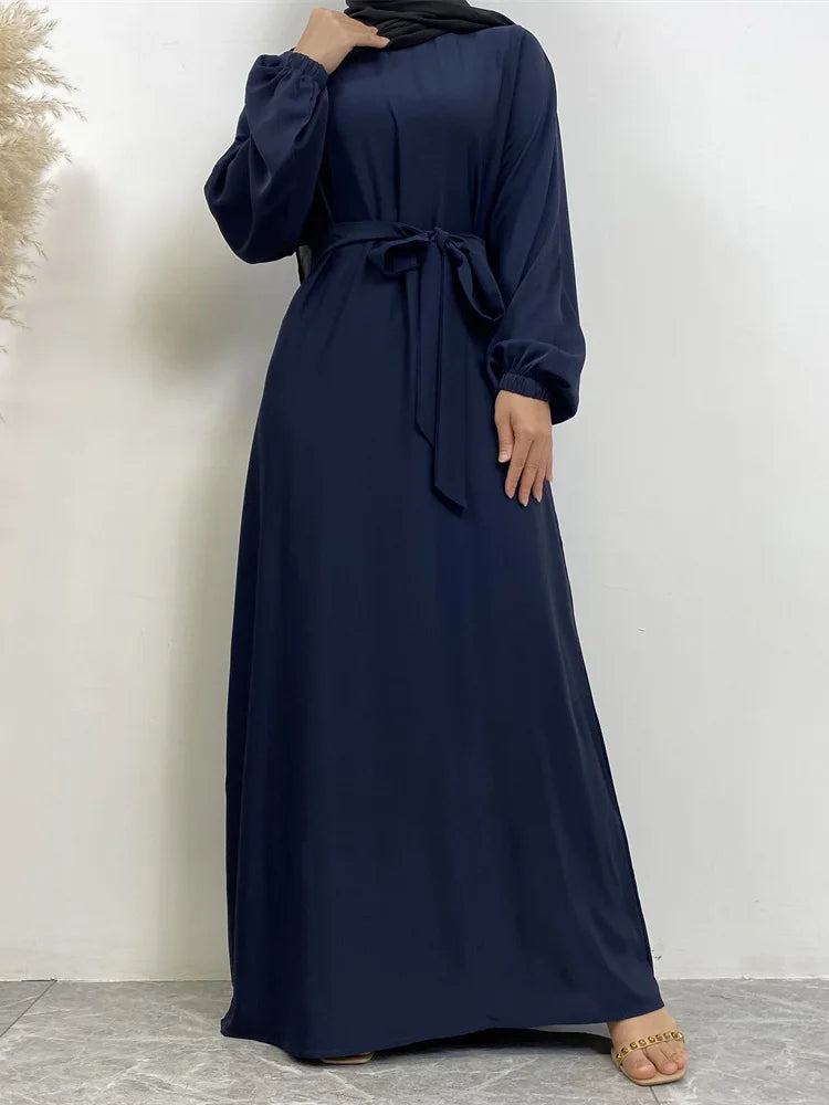Hot Selle Simple Style Moroccan Dresses Kaftan Turkey Solid Color Gulf Abayas Islamic Women Long Dress Muslim Saudi Robe Ramadan
