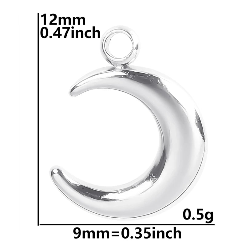 100% Stainless Steel Moon Pendants For Jewelry Making Supplies Various Luna Animal Wings Sun Star Eye Charms In Bulk Accessories