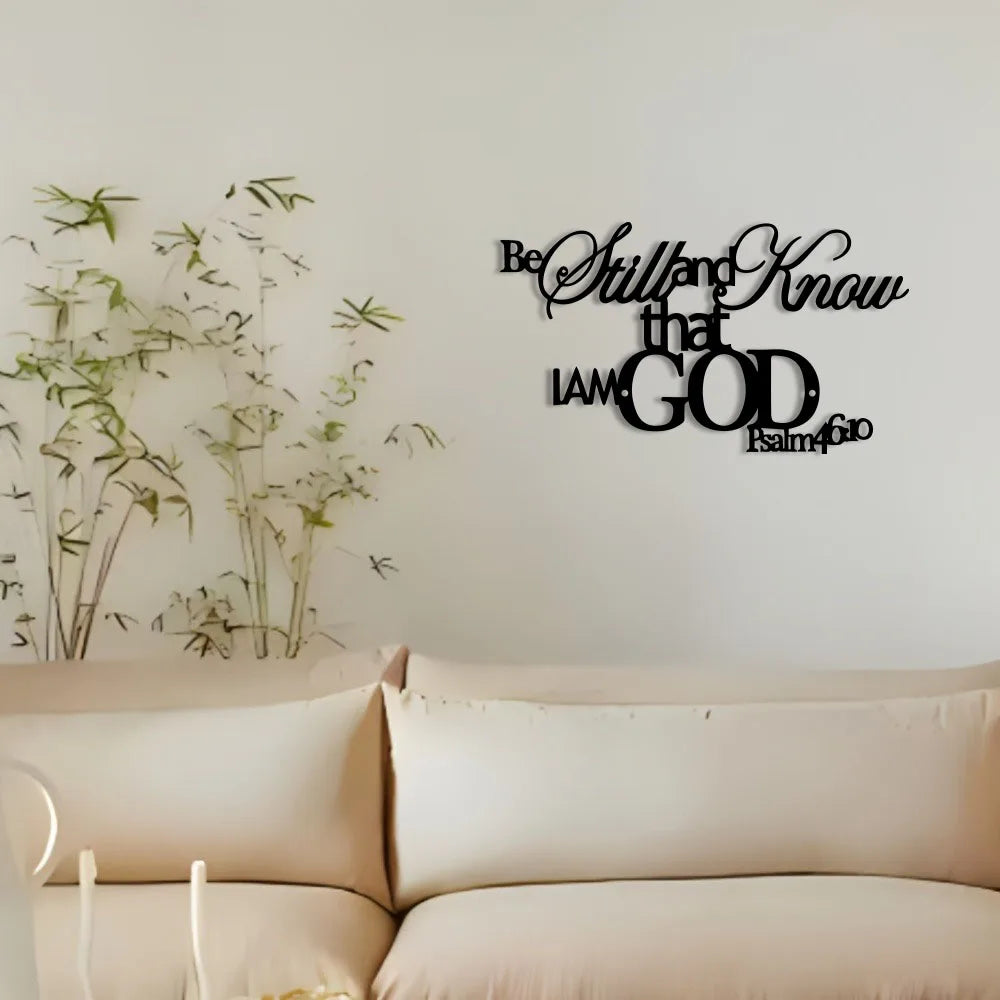 Elegant Minimalist Christian Wall Art -"Be Still and Know That I Am God" Bible Verse Metal Sign, Rustic Farmhouse Decor for Home
